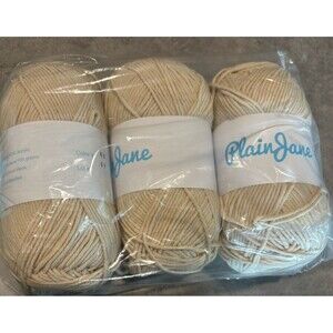 Plain Jane 3 Skeins 60% Cotton 40% Acrylic Yarn Cream Color 03 Lot # 67 Worsted